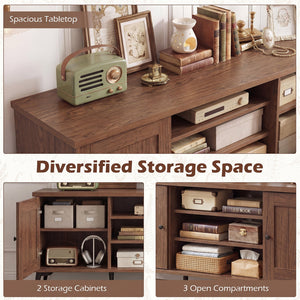 2-Door TV Stand for TVs up to 65 Inch Mid Century Modern Entertainment Center-Brown view 7