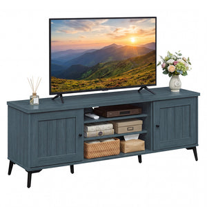 2-Door TV Stand for TVs up to 65 Inch Mid Century Modern Entertainment Center-Turquoise