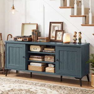 2-Door TV Stand for TVs up to 65 Inch Mid Century Modern Entertainment Center-Turquoise view 3