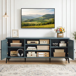 2-Door TV Stand for TVs up to 65 Inch Mid Century Modern Entertainment Center-Turquoise view 6