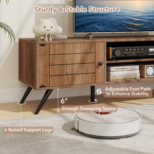 2-Door TV Stand for TVs up to 65 Inch with Open Shelves-Oak view 8