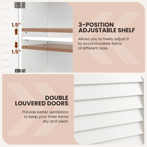2-Doors Bathroom Wall-Mounted Medicine Cabinet with Towel Bar-White view 8