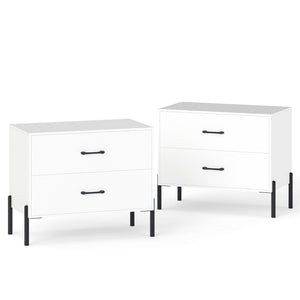 2-Drawer Dresser Modern Wooden Nightstand Set of 2-White view 6