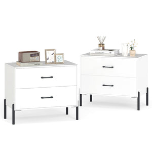 2-Drawer Dresser Modern Wooden Nightstand Set of 2-White view 7
