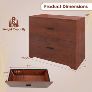 2-Drawer Lateral File Cabinet with Adjustable Bars for Home and Office-Walnut view 5