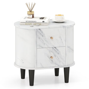 2-Drawer Nightstand Modern Faux Marble Bedside Table with Storage-White view 4