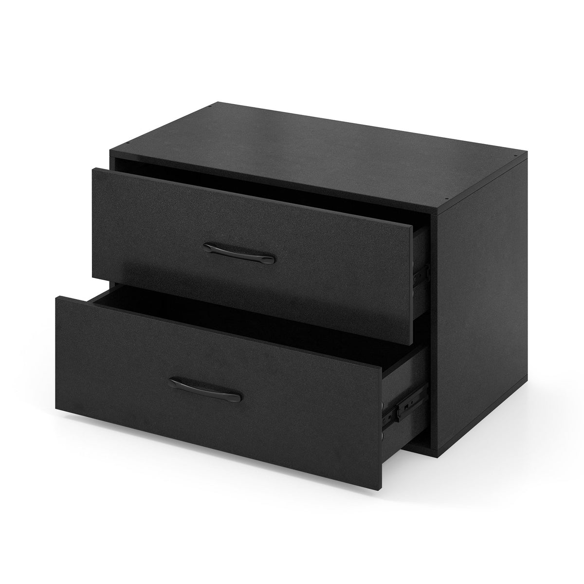 2-Drawer Stackable Horizontal Storage Cabinet Dresser Chest with Handles-Black view 4