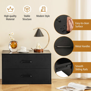 2-Drawer Stackable Horizontal Storage Cabinet Dresser Chest with Handles-Black view 7