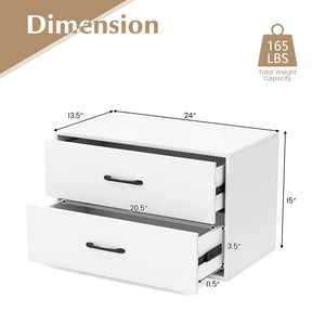 2-Drawer Stackable Horizontal Storage Cabinet Dresser Chest with Handles-White view 4
