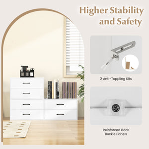 2-Drawer Stackable Horizontal Storage Cabinet Dresser Chest with Handles-White view 6