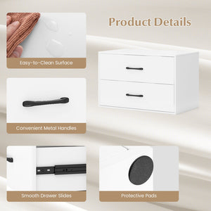 2-Drawer Stackable Horizontal Storage Cabinet Dresser Chest with Handles-White view 9