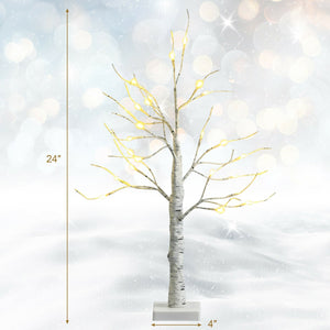 2 Feet Pre-lit White Twig Birch Tree Battery Powered for Christmas Holiday view 4