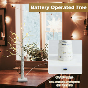2 Feet Pre-lit White Twig Birch Tree Battery Powered for Christmas Holiday view 8