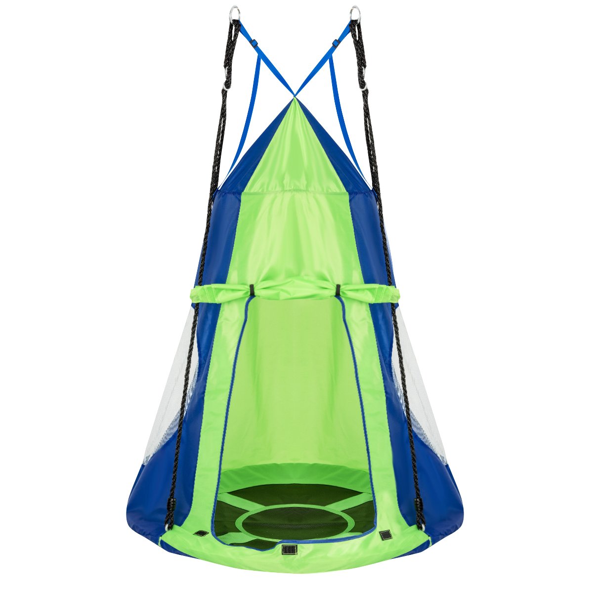 2-in-1 40 Inch Kids Hanging Chair Detachable Swing Tent Set-Green view 4