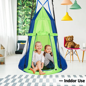2-in-1 40 Inch Kids Hanging Chair Detachable Swing Tent Set-Green view 6