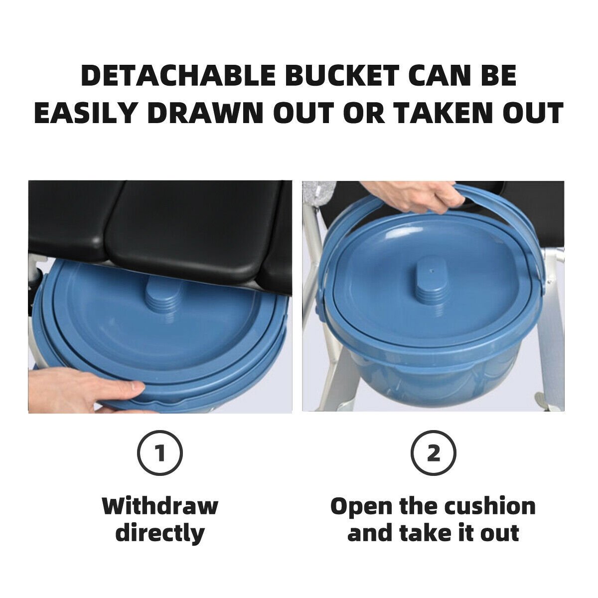 2-in-1 Aluminum Commode Shower Wheelchair with Locking Casters view 8