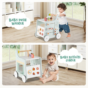 2-in-1 Baby Walker with Storage and Ice Creams for 1+ Years Old-Light Green view 6
