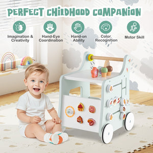 2-in-1 Baby Walker with Storage and Ice Creams for 1+ Years Old-Light Green view 8
