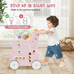 2-in-1 Baby Walker with Storage and Ice Creams for 1+ Years Old-Pink view 6