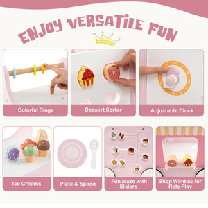 2-in-1 Baby Walker with Storage and Ice Creams for 1+ Years Old-Pink view 7