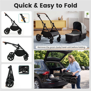 2-in-1 Convertible Baby Stroller with Car Seat Adapters-Gray view 8