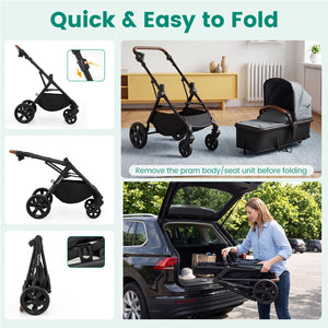 2-in-1 Convertible Baby Stroller with Car Seat Adapters-Turquoise view 8