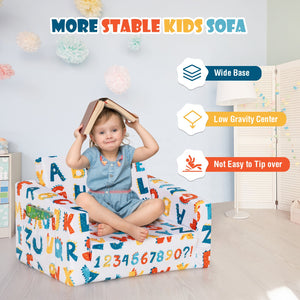 2-in-1 Convertible Kids Sofa with Velvet Fabric-Multicolor view 5