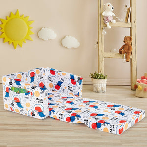 2-in-1 Convertible Kids Sofa with Velvet Fabric-White view 7