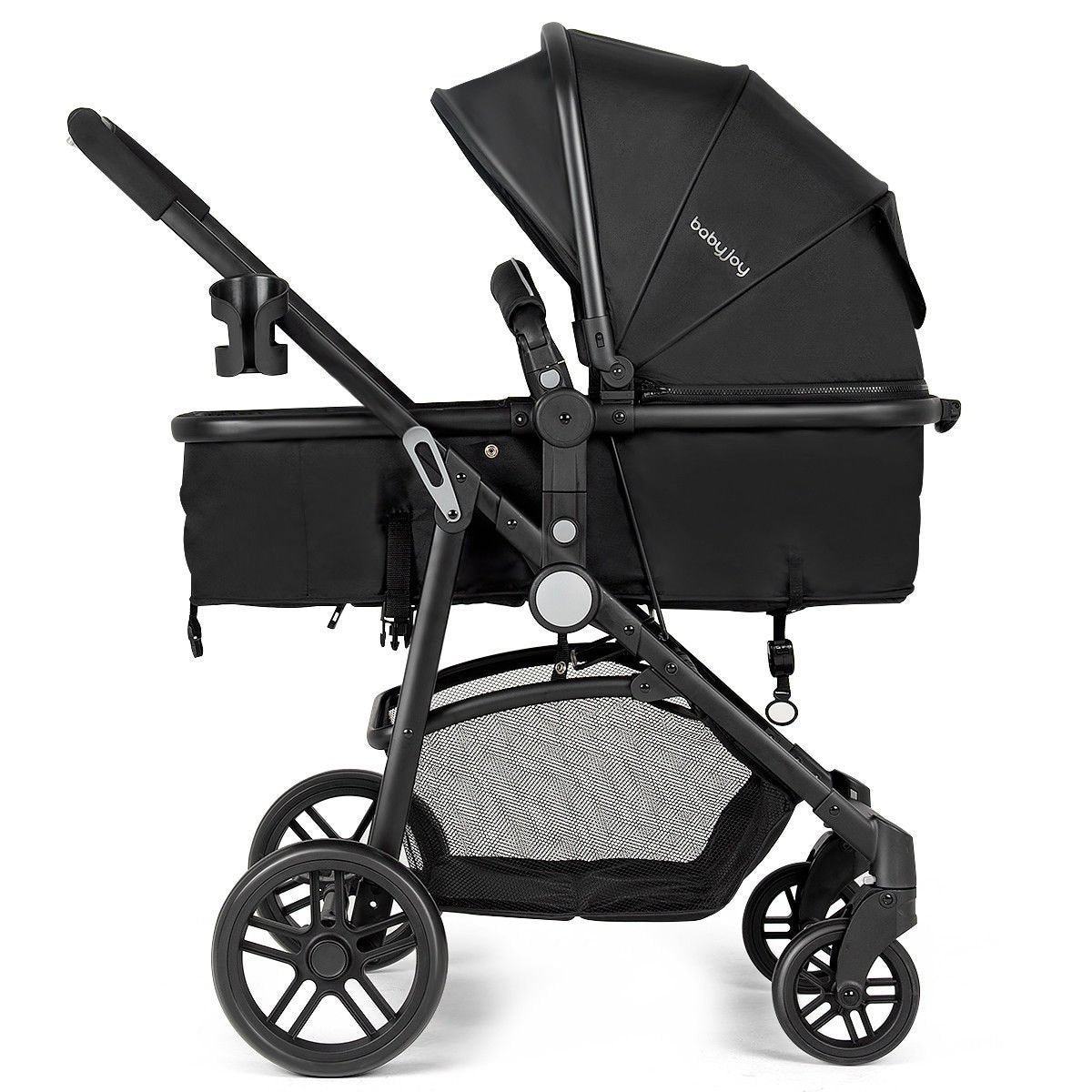 2 in 1 Foldable Pushchair Newborn Infant Baby Stroller-Black view 6