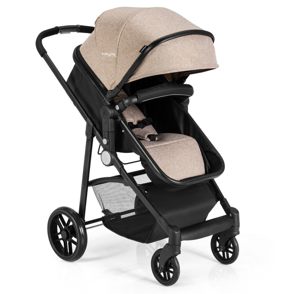 2 in 1 Foldable Pushchair Newborn Infant Baby Stroller-Coffee
