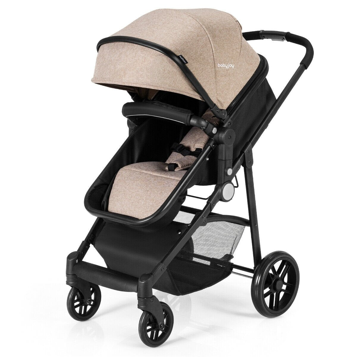 2 in 1 Foldable Pushchair Newborn Infant Baby Stroller-Coffee view 3