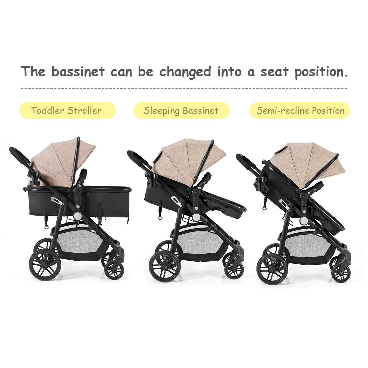 2 in 1 Foldable Pushchair Newborn Infant Baby Stroller-Coffee view 7