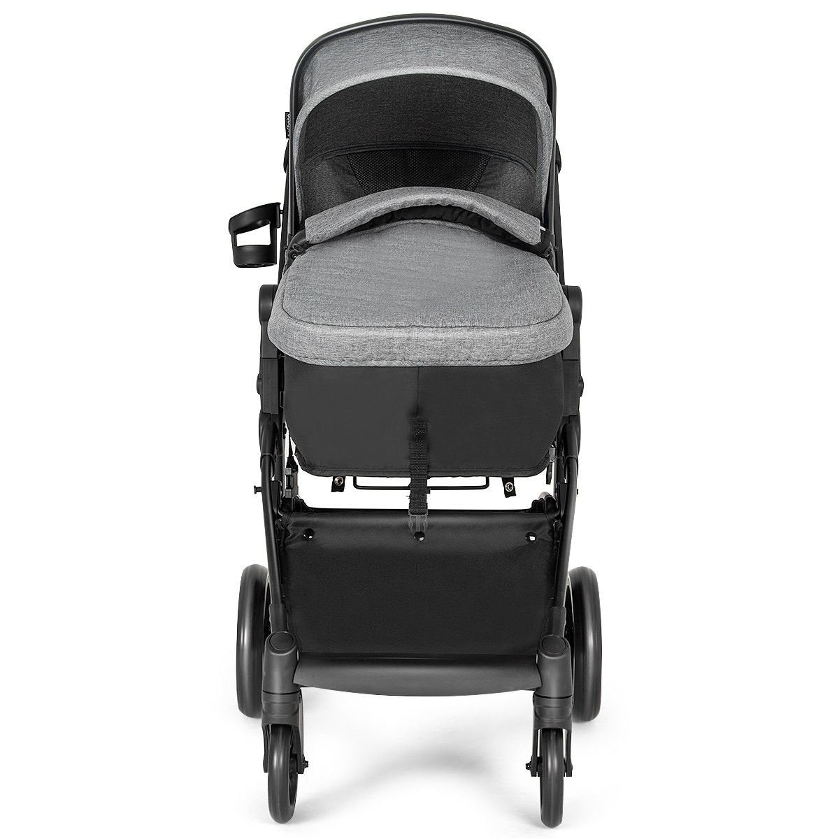 2 in 1 Foldable Pushchair Newborn Infant Baby Stroller-Gray view 3
