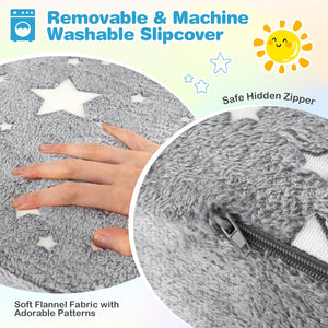 2-in-1 Folding Kids Couch with Blanket Glow in the Dark-Gray view 8
