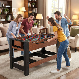 2-in-1 Full Size Foosball and Pool Combo Table with Legs-Black & Brown view 2