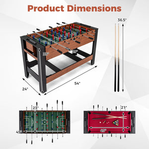 2-in-1 Full Size Foosball and Pool Combo Table with Legs-Black & Brown view 4