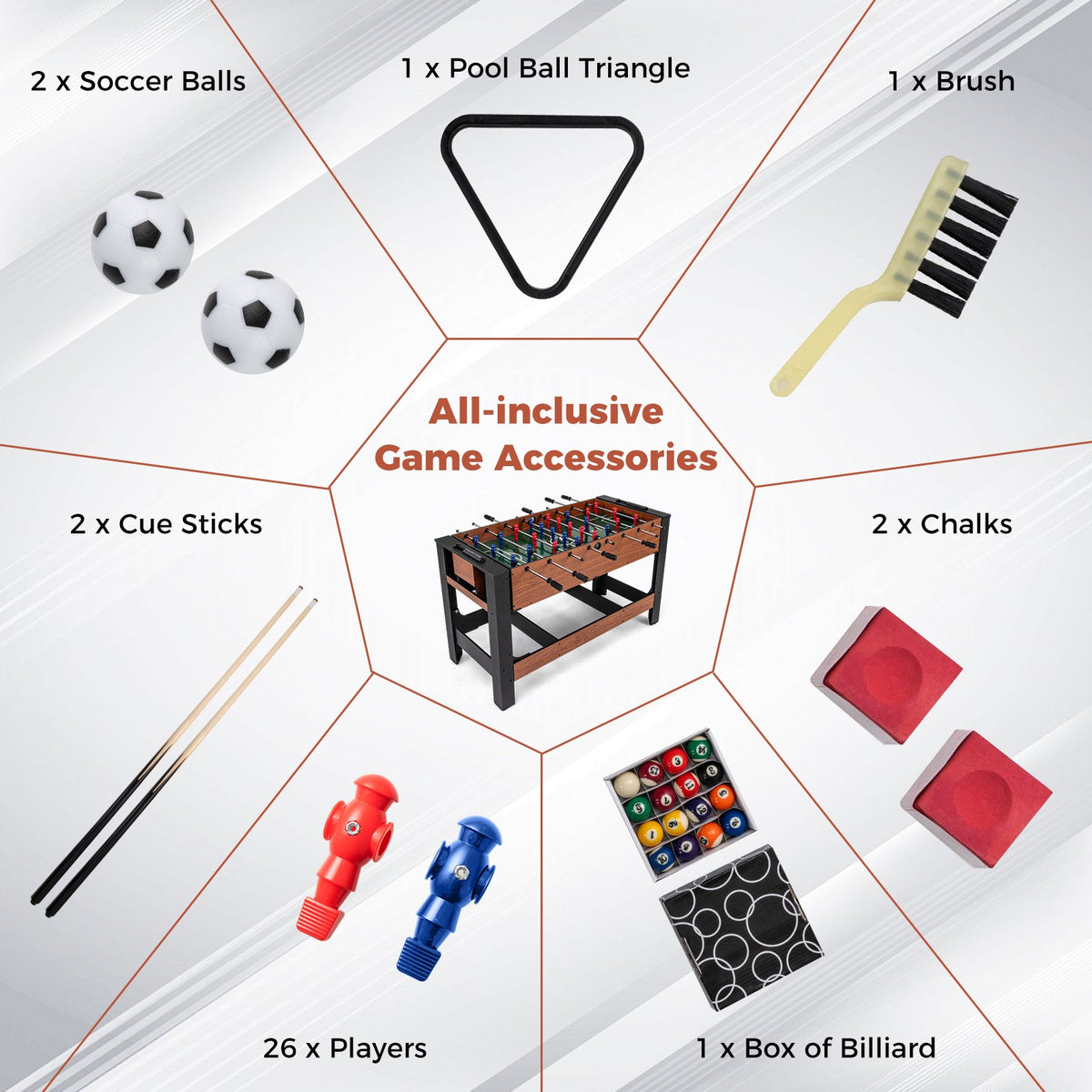 2-in-1 Full Size Foosball and Pool Combo Table with Legs-Black & Brown view 7