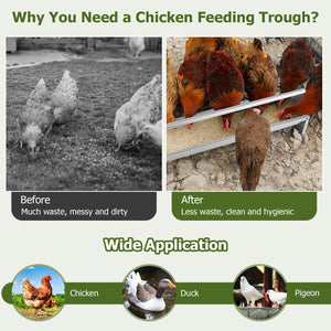 Metal Chicken Feeder Chicken Feeding Trough with Drainage Holes-Silver view 6