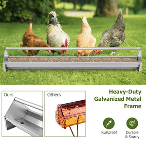 Metal Chicken Feeder Chicken Feeding Trough with Drainage Holes-Silver view 7
