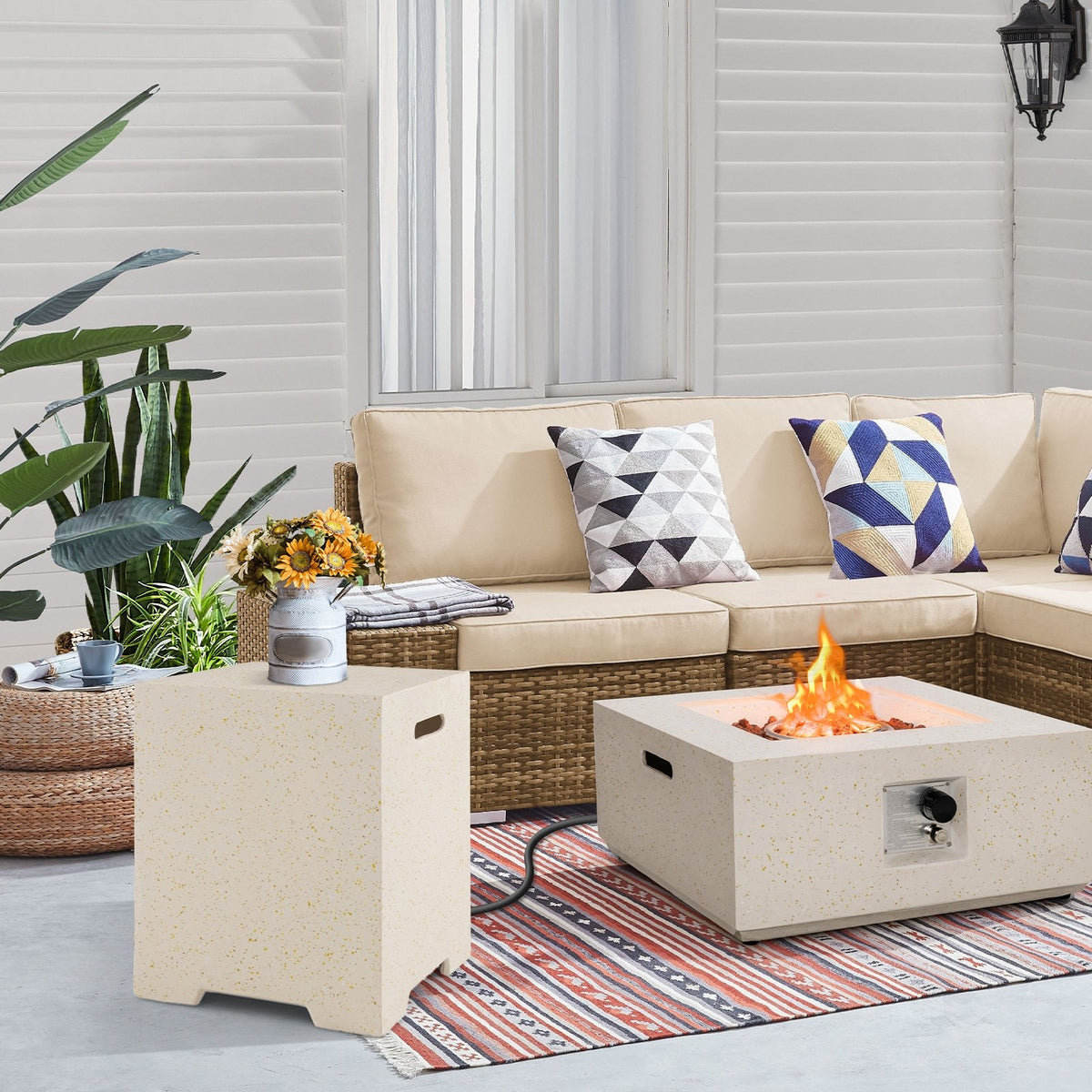 2-in-1 Gas Tank Holder Side Table with Protective Cover view 6