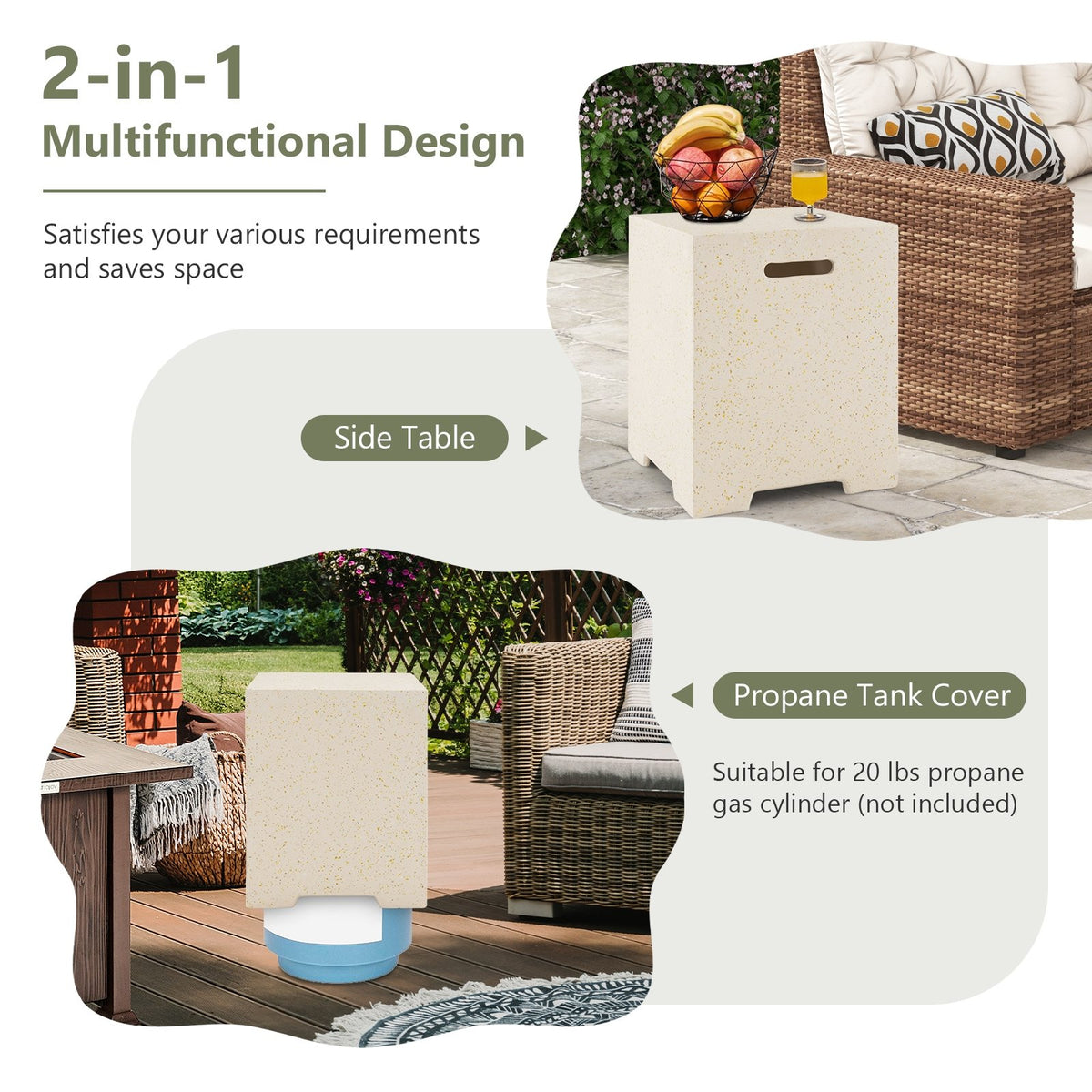 2-in-1 Gas Tank Holder Side Table with Protective Cover view 8