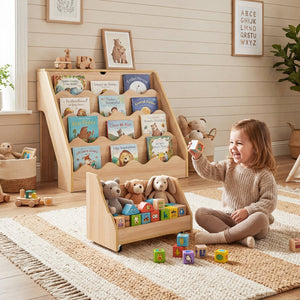 2-In-1 Kids Bookshelf & Toy Storage Organizer-Natural view 6