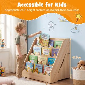 2-In-1 Kids Bookshelf & Toy Storage Organizer-Natural view 9