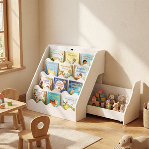 2-In-1 Kids Bookshelf & Toy Storage Organizer-White view 2