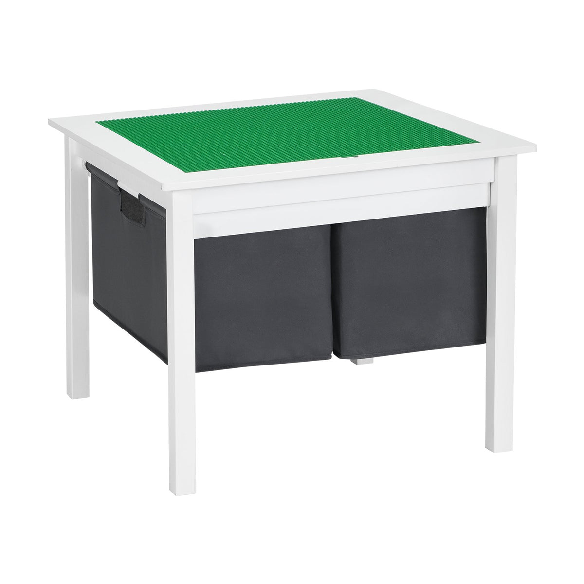 2-in-1 Kids Double-sided Activity Building Block Table with Drawers-White view 4