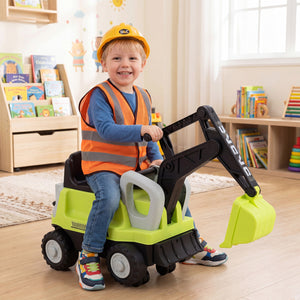 2-In-1 Kids Ride on Tractor with Digging Arm and Detachable Trailer-Green view 6