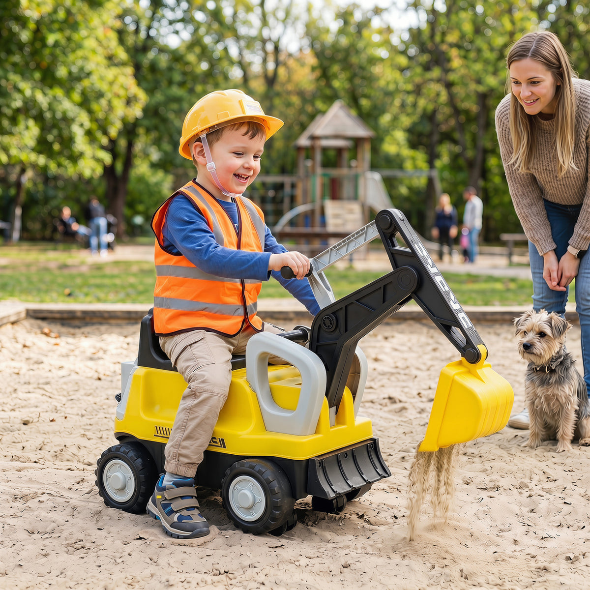 2-In-1 Kids Ride on Tractor with Digging Arm and Detachable Trailer-Yellow view 2