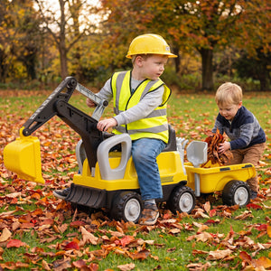 2-In-1 Kids Ride on Tractor with Digging Arm and Detachable Trailer-Yellow view 3