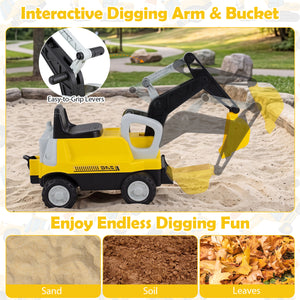 2-In-1 Kids Ride on Tractor with Digging Arm and Detachable Trailer-Yellow view 7