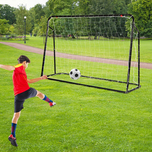 2-in-1 Kids Soccer Rebounder and Soccer Goal with Adjustable Height-Black view 2